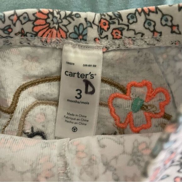 Carter’s Baby Girls Onesie with Matching Pants Monkey Application Size 3 Months - Picture 4 of 7